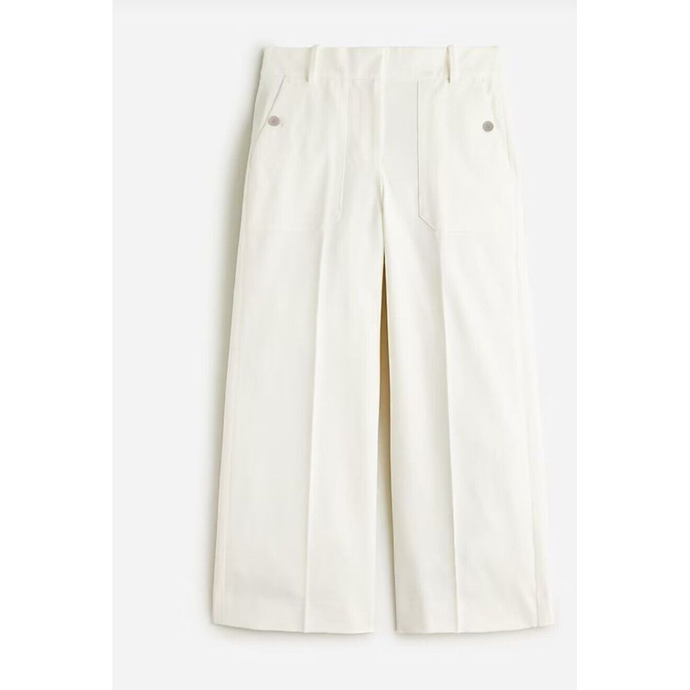J. Crew Sydney Wide-Leg Pant in Bi-Stretch Cotton Blend Ivory Petite 0‎ NWT - Picture 2 of 9